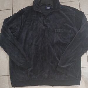 JOHN BLAIR Womens Size XL Navy Velour Pullover Shirt